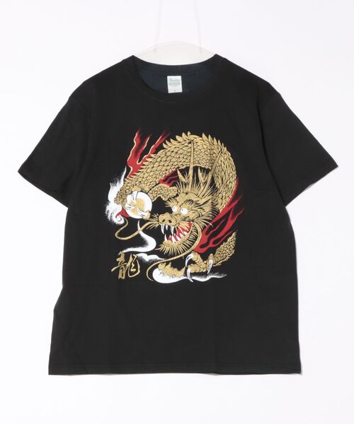 JIN plus（ジンプラス）の「三色龍  JIN+　半袖ホワイトTシャツ（Tシャツ/カットソー・メンズ・ブラック系その他2/ブラック系その他/ブラック系その他3/ホワイト系その他4/ブラック系その他5・MEDIUM/SMALL/X-LARGE/XX-LARGE）」の4枚目の写真