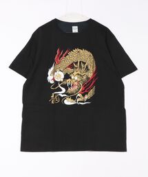 AVALON(U.Q)（アバロン）の「三色龍  JIN+　半袖ホワイトTシャツ（Tシャツ/カットソー）」