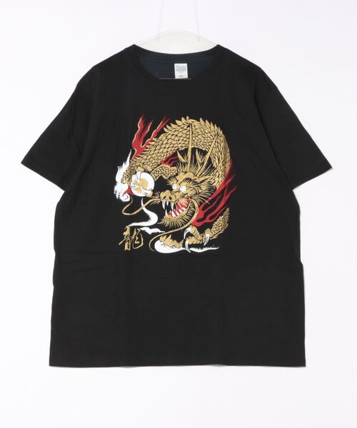 JIN plus（ジンプラス）の「三色龍  JIN+　半袖ホワイトTシャツ（Tシャツ/カットソー・メンズ・ブラック系その他2/ブラック系その他/ブラック系その他3/ホワイト系その他4/ブラック系その他5・MEDIUM/SMALL/X-LARGE/XX-LARGE）」の5枚目の写真