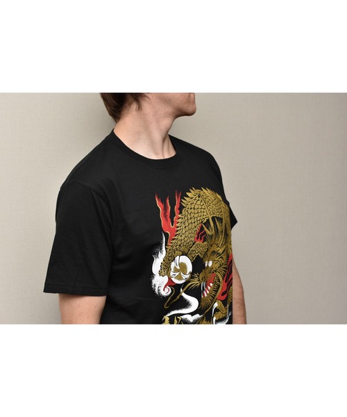 JIN plus（ジンプラス）の「三色龍  JIN+　半袖ホワイトTシャツ（Tシャツ/カットソー・メンズ・ブラック系その他2/ブラック系その他/ブラック系その他3/ホワイト系その他4/ブラック系その他5・MEDIUM/SMALL/X-LARGE/XX-LARGE）」の13枚目の写真
