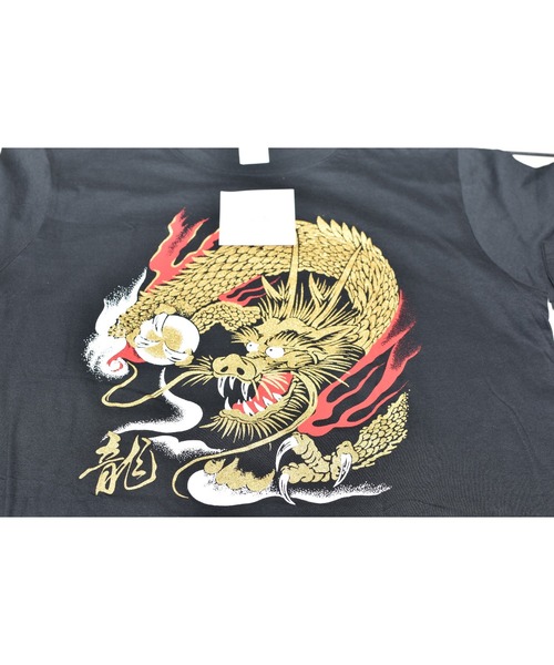 JIN plus（ジンプラス）の「三色龍  JIN+　半袖ホワイトTシャツ（Tシャツ/カットソー・メンズ・ブラック系その他2/ブラック系その他/ブラック系その他3/ホワイト系その他4/ブラック系その他5・MEDIUM/SMALL/X-LARGE/XX-LARGE）」の6枚目の写真