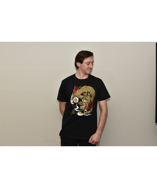 JIN plus（ジンプラス）の「三色龍  JIN+　半袖ホワイトTシャツ（Tシャツ/カットソー・メンズ・ブラック系その他2/ブラック系その他/ブラック系その他3/ホワイト系その他4/ブラック系その他5・MEDIUM/SMALL/X-LARGE/XX-LARGE）」の11枚目の写真