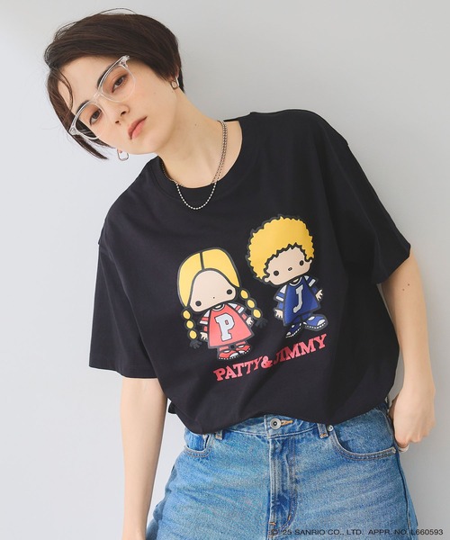 sanrio(サンリオ)の「【sanrio characters】パティ&ジミープリント半袖Tシャツ《サンリオキャラクターズ》(Tシャツ/カットソー・レディース・ピンク/オフホワイト/ブラック・LL/M/L/3L)」の8枚目の写真