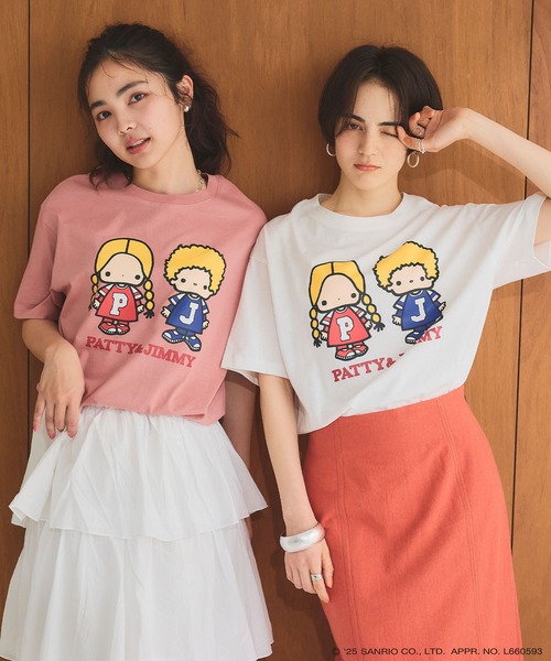 sanrio(サンリオ)の「【sanrio characters】パティ&ジミープリント半袖Tシャツ《サンリオキャラクターズ》(Tシャツ/カットソー・レディース・ピンク/オフホワイト/ブラック・LL/M/L/3L)」の4枚目の写真