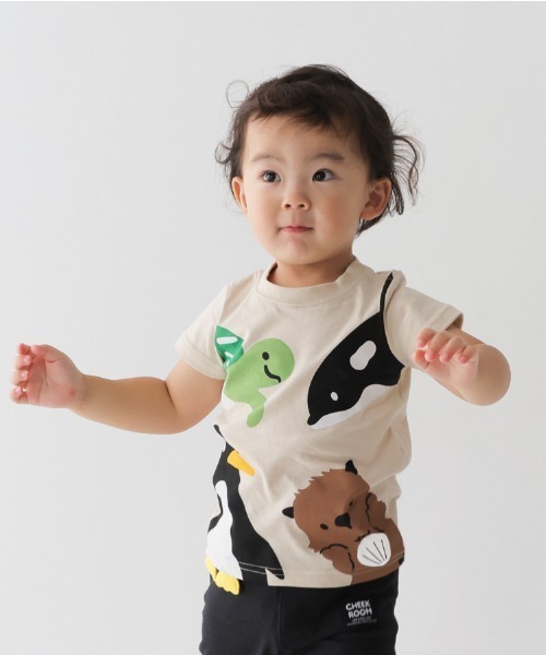CHEEK ROOM（チークルーム）の「CHEEK ROOM/チークルーム 海の動物Tシャツ（Tシャツ/カットソー・キッズ・ブルー/アイボリー/ピンク・90cm/100cm/110cm/120cm/130cm/80ｃｍ）」の2枚目の写真