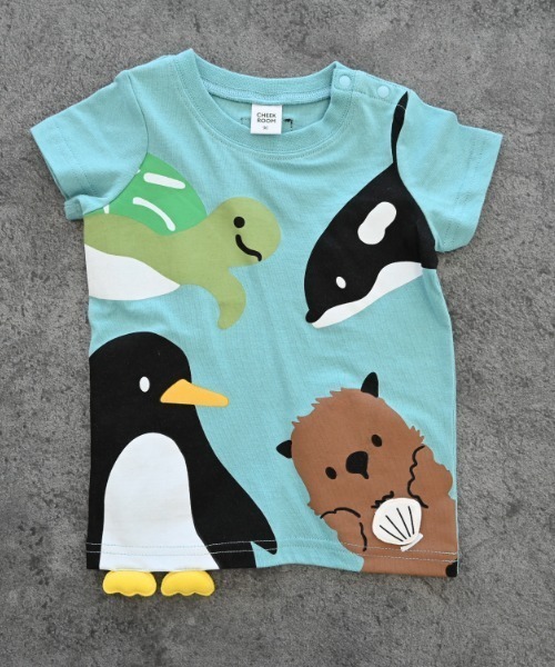 CHEEK ROOM（チークルーム）の「CHEEK ROOM/チークルーム 海の動物Tシャツ（Tシャツ/カットソー・キッズ・ブルー/アイボリー/ピンク・90cm/100cm/110cm/120cm/130cm/80ｃｍ）」の3枚目の写真