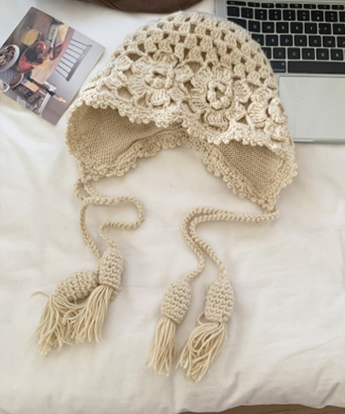 Crochet Flower Babushka/クロシェ編みフラワーバブーシュカ