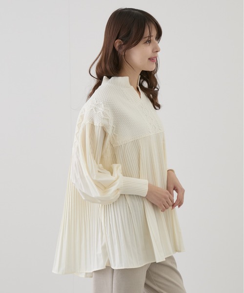 Jayro(ジャイロ)の「ニットプリーツドッキングプルオーバー(Tシャツ/カットソー・レディース・グレー/ブラック/オフホワイト・M)」の6枚目の写真