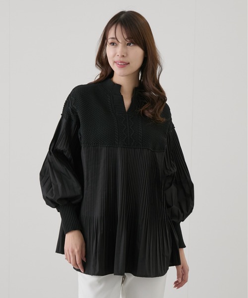 Jayro(ジャイロ)の「ニットプリーツドッキングプルオーバー(Tシャツ/カットソー・レディース・グレー/ブラック/オフホワイト・M)」の12枚目の写真