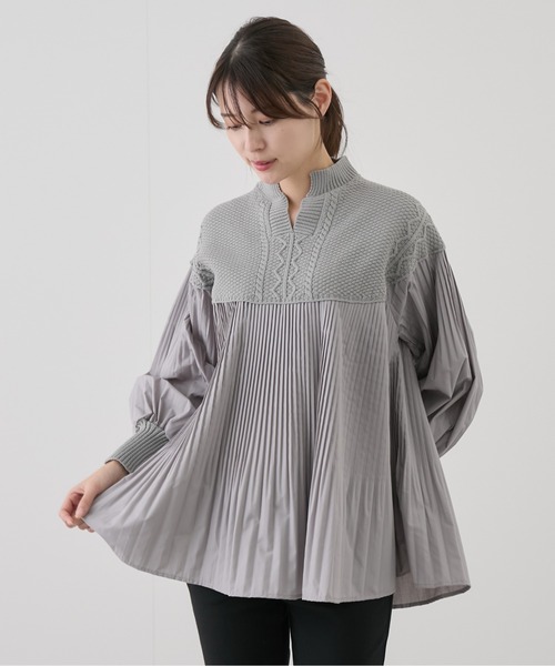 Jayro(ジャイロ)の「ニットプリーツドッキングプルオーバー(Tシャツ/カットソー・レディース・グレー/ブラック/オフホワイト・M)」の18枚目の写真