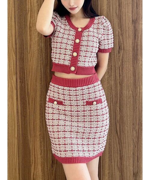 RESEXXY(リゼクシー)の「バイカラーニットミニスカート【セットアップ着用可能】(スカート・レディース・ピンク/ブルー/ブラック・FREE)」の3枚目の写真