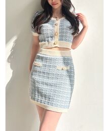 RESEXXY | バイカラーニットミニスカート【セットアップ着用可能】(スカート)