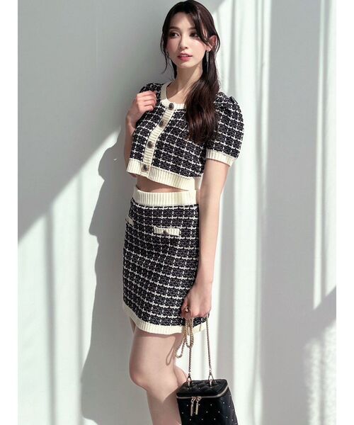 RESEXXY(リゼクシー)の「バイカラーニットミニスカート【セットアップ着用可能】(スカート・レディース・ピンク/ブルー/ブラック・FREE)」の5枚目の写真