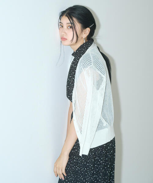 カーディガン 透かし編みミドルカーデ / 1215174403 レディース 透かし編みミドルカーディガン | PROPORTION BODY DRESSING