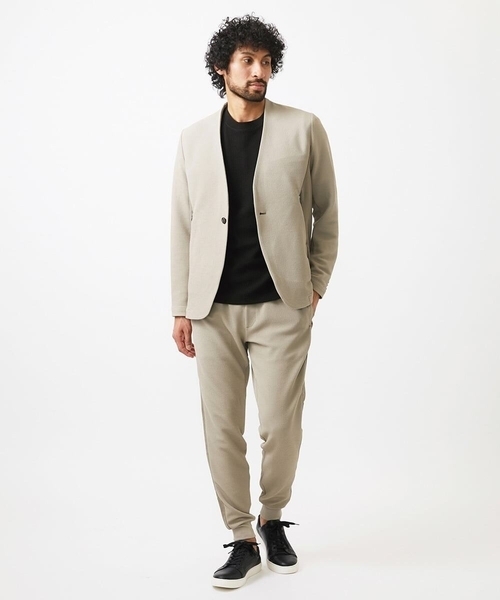 MICHEL KLEIN HOMME   （ミッシェルクランオム）の「【セットアップ】ダブルフェイスノーカラージャケット（テーラードジャケット・メンズ・ブラック/オフホワイト・MEDIUM/LARGE/X-LARGE）」の11枚目の写真