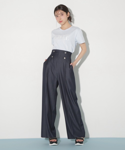 JILL by JILL STUART(ジルバイジルスチュアート)の「【eS】ハンマーメタルワイドパンツ(その他パンツ・レディース・グレー/ネイビー・SMALL/MEDIUM)」の2枚目の写真