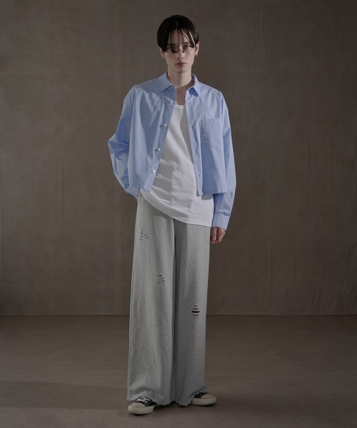 LUCY（ルーシー）の「LUCY/【25年春夏新作】ブロードクロップドシャツ（シャツ/ブラウス・メンズ・ホワイト/ブルー系その他4・FREE）」の3枚目の写真