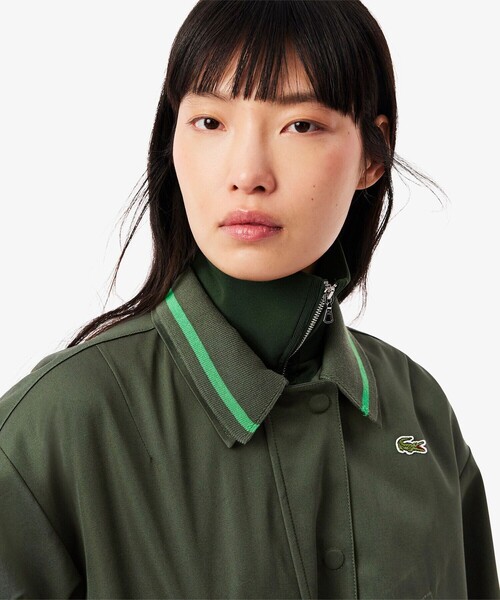 LACOSTE(ラコステ)の「配色ライン レイヤードジャケット ジップアップブルゾン(ブルゾン・レディース・ダークグリーン/ベージュ・40/38/36/34)」の16枚目の写真