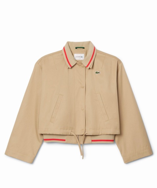 LACOSTE(ラコステ)の「配色ライン レイヤードジャケット ジップアップブルゾン(ブルゾン・レディース・ダークグリーン/ベージュ・40/38/36/34)」の2枚目の写真