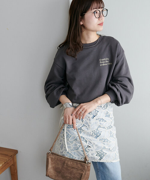 セール】【WEB限定】3段ロゴ刺繍ショートスウェット（Tシャツ