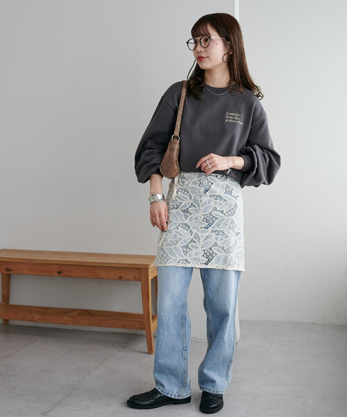 セール】【WEB限定】3段ロゴ刺繍ショートスウェット（Tシャツ