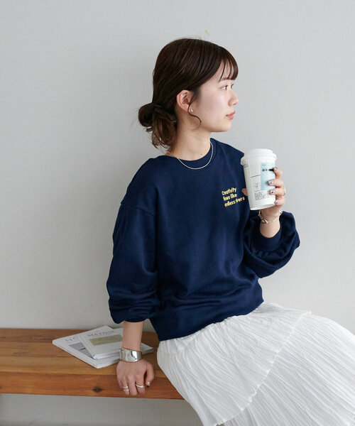 WEB限定】3段ロゴ刺繍ショートスウェット（Tシャツ/カットソー