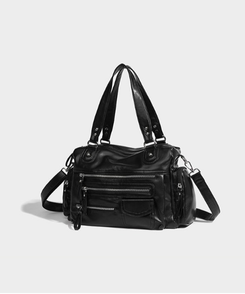 gossip!ロサンゼルス(ゴシップロサンゼルス)の「Y2K ハンドバッグ 2wayレザーテイストマルチポケットショルダーバッグ(ショルダーバッグ・レディース・ブラック・FREE)」の18枚目の写真