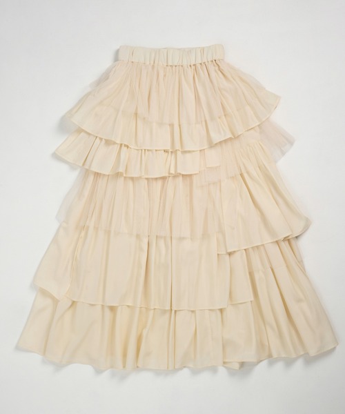 NOTREemor（ノートルエモア）の「random hem tulle skirt（スカート・レディース・アイボリー/ダークグレー・FREE）」の5枚目の写真