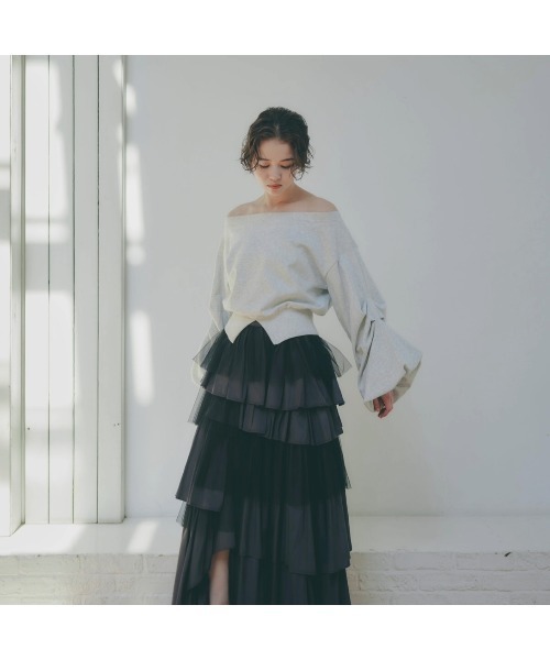 NOTREemor asymmetry tulle tops ノートルエモア asymmetry tulle tops（シャツ/ブラウス）｜NOTREemor