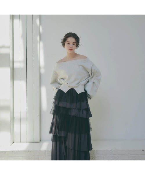 NOTREemor（ノートルエモア）の「random hem tulle skirt（スカート・レディース・アイボリー/ダークグレー・FREE）」の12枚目の写真