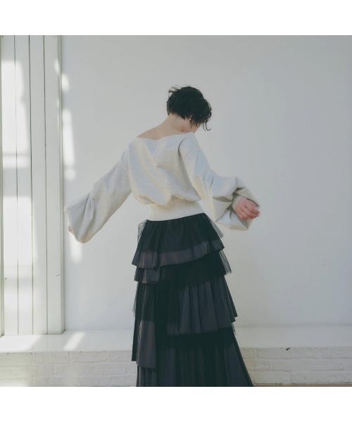 NOTREemor（ノートルエモア）の「random hem tulle skirt（スカート・レディース・アイボリー/ダークグレー・FREE）」の13枚目の写真