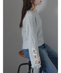 ehka sopo | 袖リボンカットソー(Tシャツ/カットソー)