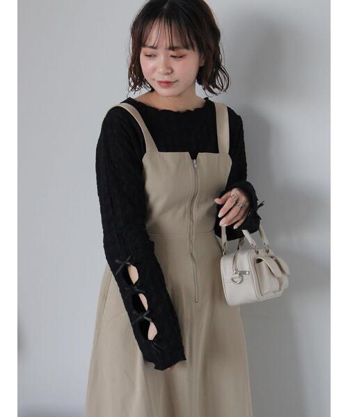 ehka sopo（エヘカソポ）の「袖リボンカットソー（Tシャツ/カットソー・レディース・キナリ/グレー/ブラック・F）」の13枚目の写真