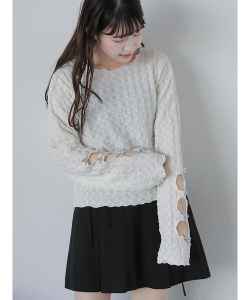 ehka sopo（エヘカソポ）の「袖リボンカットソー（Tシャツ/カットソー・レディース・キナリ/グレー/ブラック・F）」の20枚目の写真