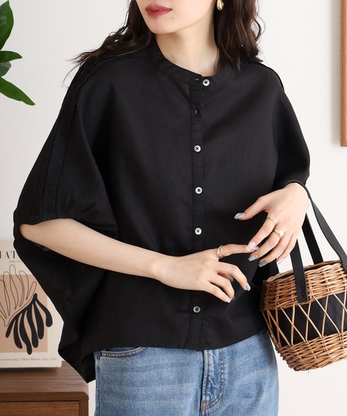 MOAT リネン ブラック 半袖シャツ 半袖 | mblueshop