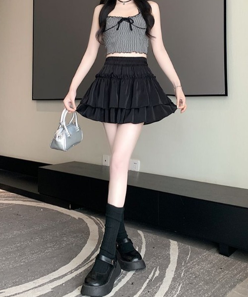 Sibra（シブラ）の「インナーパンツ付き ティアードミニスカート（スカート・レディース・ブラック/モカ/ホワイト・M）」の22枚目の写真