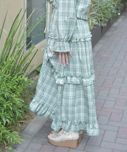 axes femme（アクシーズファム）の「ドロストティアードスカート（スカート・レディース・ブラック/ネイビー/ミント・FREE）」の8枚目の写真