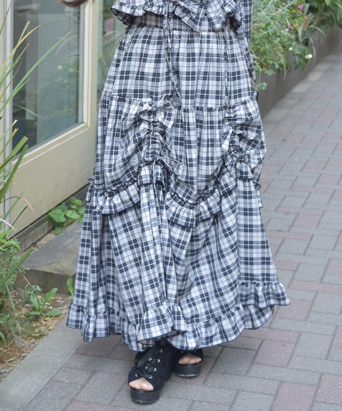 axes femme（アクシーズファム）の「ドロストティアードスカート（スカート・レディース・ブラック/ネイビー/ミント・FREE）」の15枚目の写真