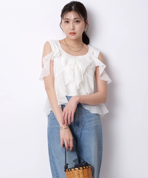 Mystrada（マイストラーダ）の「フリルキャミドッキングニット