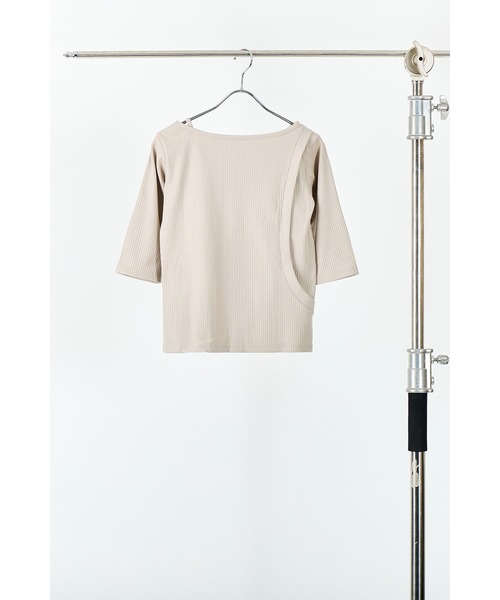 AGAWD（アガウド）の「AGAWD  リブカットソー　★（Tシャツ/カットソー・レディース・ベージュ/アイボリー/ブラック・FREE）」の9枚目の写真