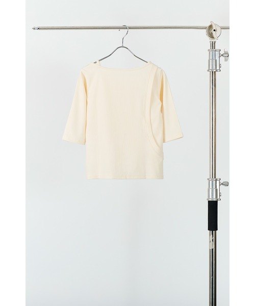 AGAWD（アガウド）の「AGAWD  リブカットソー　★（Tシャツ/カットソー・レディース・ベージュ/アイボリー/ブラック・FREE）」の7枚目の写真