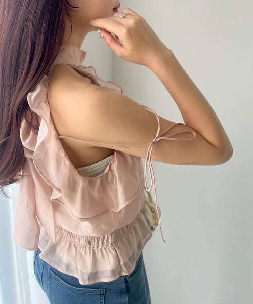 one after another NICE CLAUP(ワンアフターアナザーナイスクラップ)の「【新色追加】アメスリバックリボンブラウス(シャツ/ブラウス・レディース・ブラック/ベージュ/ホワイト系その他/ドット/サックスブルー系・FREE)」の18枚目の写真