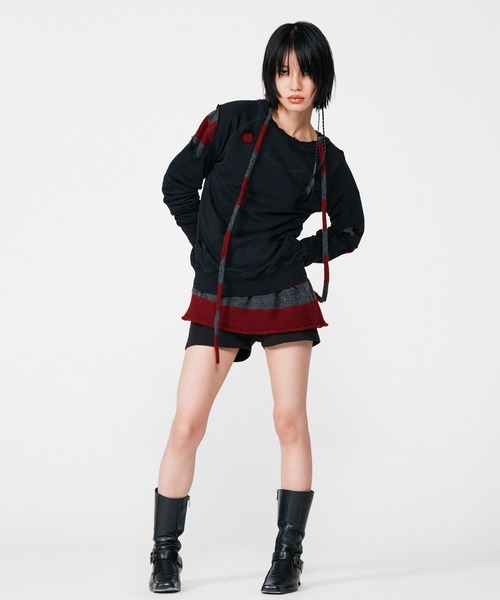 トップス BEEDEN HANGS DOWN TIE BORDER KNIT HANGS DOWN TIE BORDER KNIT – BEEDEN