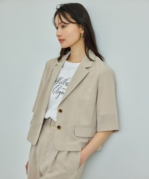 ROPE' | 【WEB・一部店舗限定】リネンライクコンパクトハーフスリーブジャケット/洗える(テーラードジャケット)