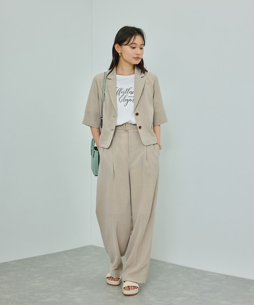 ROPE'（ロペ）の「【洗える】リネンライクコンパクトジャケット/セットアップ対応【WEB・一部店舗限定】（テーラードジャケット・レディース・ベージュ系その他2/グレー・36/38）」の16枚目の写真