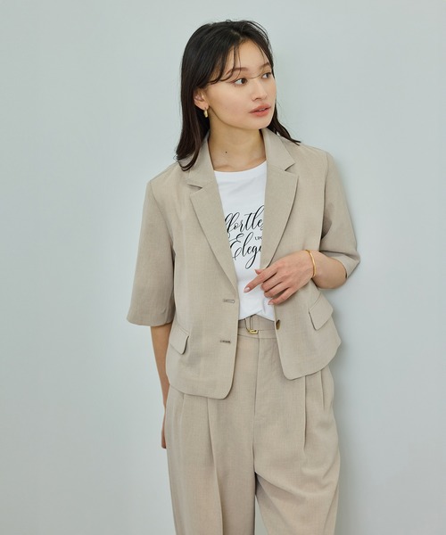 ROPE'（ロペ）の「【洗える】リネンライクコンパクトジャケット/セットアップ対応【WEB・一部店舗限定】（テーラードジャケット・レディース・ベージュ系その他2/グレー・36/38）」の18枚目の写真