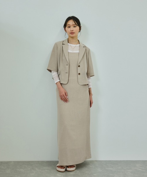 ROPE'（ロペ）の「【洗える】リネンライクコンパクトジャケット/セットアップ対応【WEB・一部店舗限定】（テーラードジャケット・レディース・ベージュ系その他2/グレー・36/38）」の19枚目の写真