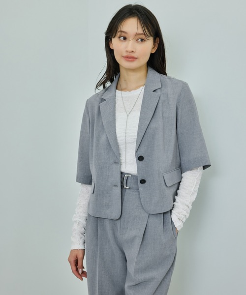 ROPE'（ロペ）の「【洗える】リネンライクコンパクトジャケット/セットアップ対応【WEB・一部店舗限定】（テーラードジャケット・レディース・ベージュ系その他2/グレー・36/38）」の22枚目の写真