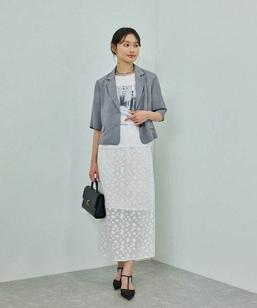 ROPE'（ロペ）の「【洗える】リネンライクコンパクトジャケット/セットアップ対応【WEB・一部店舗限定】（テーラードジャケット・レディース・ベージュ系その他2/グレー・36/38）」の6枚目の写真