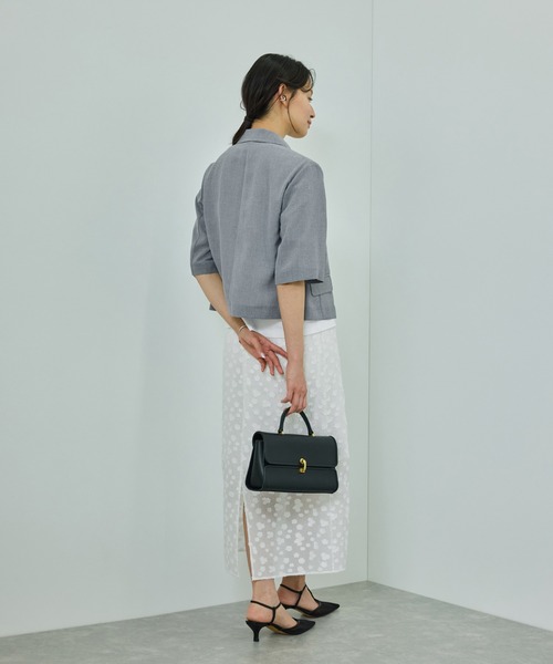 ROPE'（ロペ）の「【洗える】リネンライクコンパクトジャケット/セットアップ対応【WEB・一部店舗限定】（テーラードジャケット・レディース・ベージュ系その他2/グレー・36/38）」の7枚目の写真